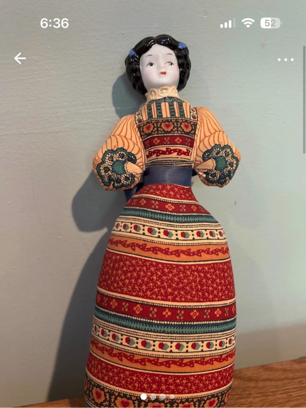 Avon American Heritage Folk-Inspired Red Doll and Pin Cuahion
